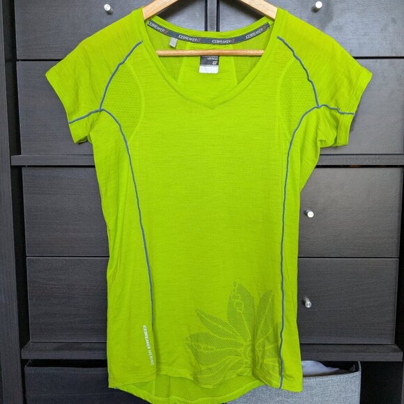 Icebreaker Shirt Merino GT Wool Tshirt Short Sleeve Yellow Shirt Small - Picture 1 of 7